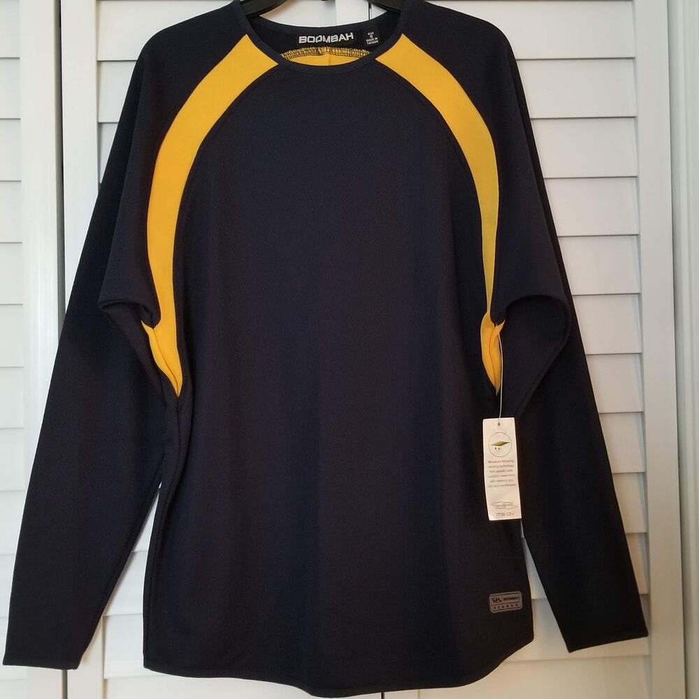 NWT Men's Boombah Pullover Crew Neck Sweatshirt Size Small Blue/Yellow